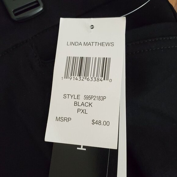 Linda Matthews Petite Black Ankle-Length Pants With Rhinestone Detail Womans PXL - Picture 5 of 11